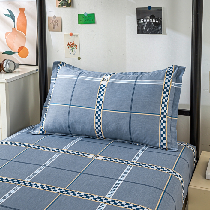 91家纺网 家纺一手货源 找家纺 上学郎家居 2025新款全棉13372学生三件套100棉单人床纯棉六件套学生宿舍床上用品 华彩乐章-灰