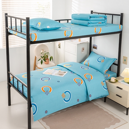 91家纺网 家纺一手货源 找家纺 上学郎家居 2025新款全棉13372学生三件套100棉单人床纯棉六件套学生宿舍床上用品 维卡-蓝