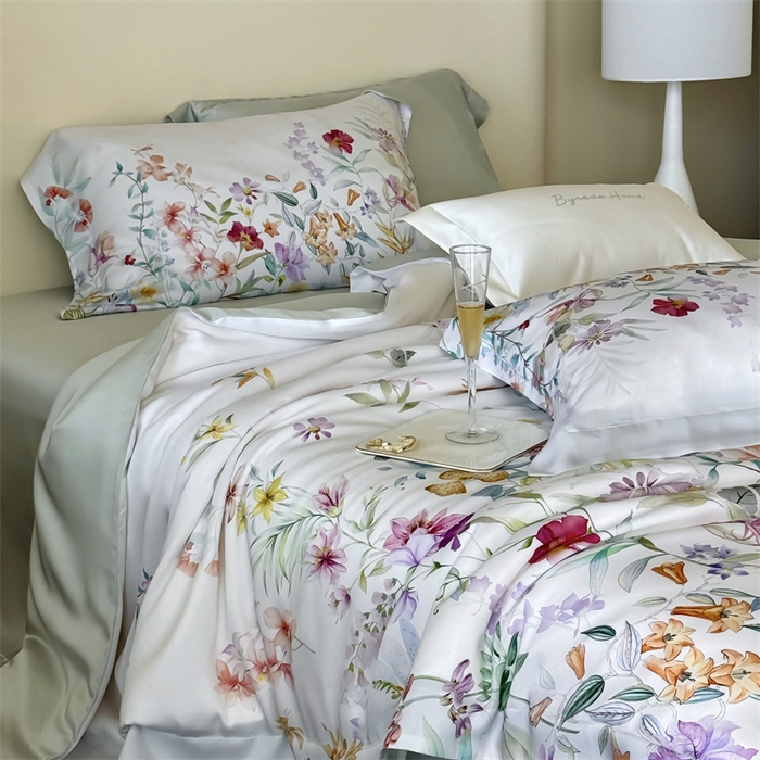 91家纺网 家纺一手货源 找家纺 馨蕊家居 2025新款80SLF奥地利兰精天丝夏被四件套-知否 风格一 夏被知否-月光白