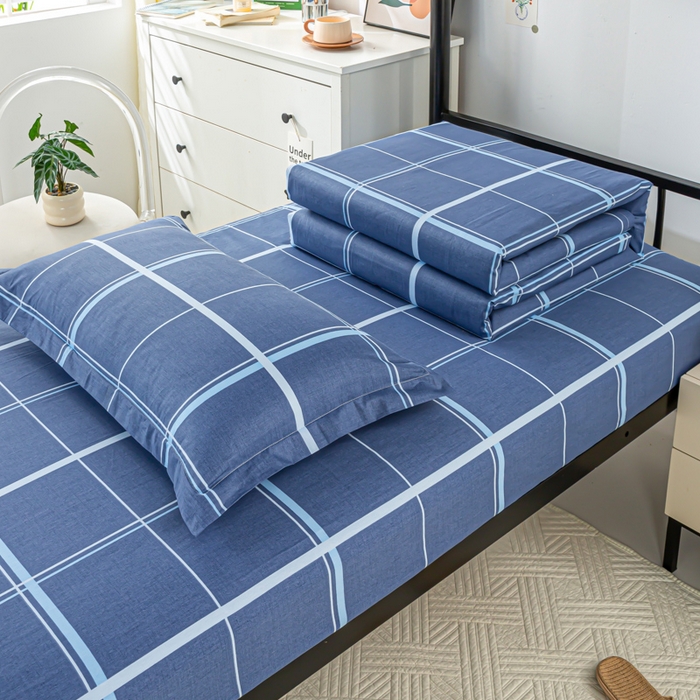 91家纺网 家纺一手货源 找家纺 上学郎家居 2025新款全棉13372学生三件套100棉单人床纯棉六件套学生宿舍床上用品 千百度