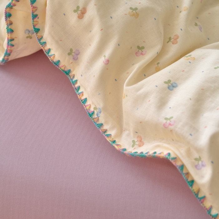 91家纺网 家纺一手货源 找家纺 洋铭区（原狠狠爱） 2025新款全棉彩边双层四件套 多彩樱桃