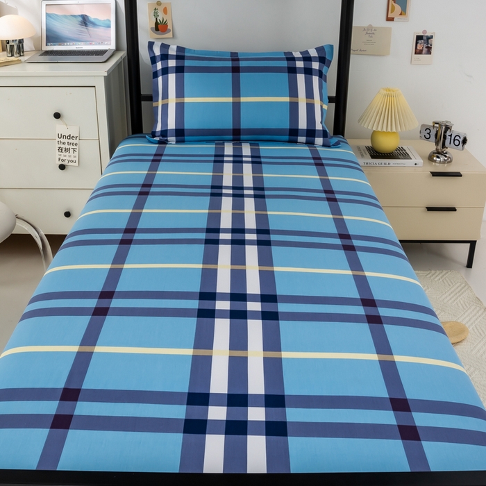 91家纺网 家纺一手货源 找家纺 上学郎家居 2025新款全棉13372学生三件套100棉单人床纯棉六件套学生宿舍床上用品 苏格兰