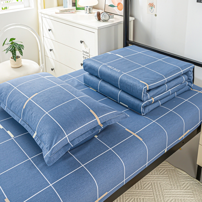 91家纺网 家纺一手货源 找家纺 上学郎家居 2025新款全棉13372学生三件套100棉单人床纯棉六件套学生宿舍床上用品 凯尔洛