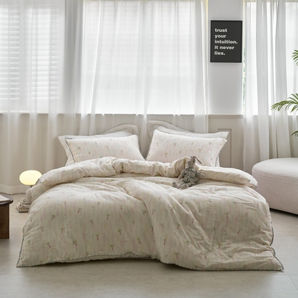 洋铭区（原狠狠爱） 2025新款全棉彩边双层四件套 甜甜萝卜