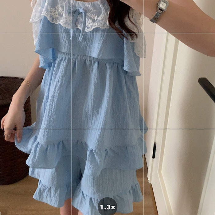 91家纺网 家纺一手货源 找家纺 妍景2025新款韩系吊带裙短裤套装 蓝色