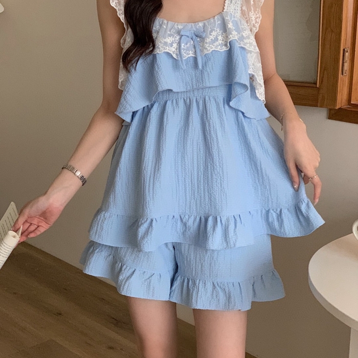 91家纺网 家纺一手货源 找家纺 （总）妍景2025新款韩系吊带裙短裤套装