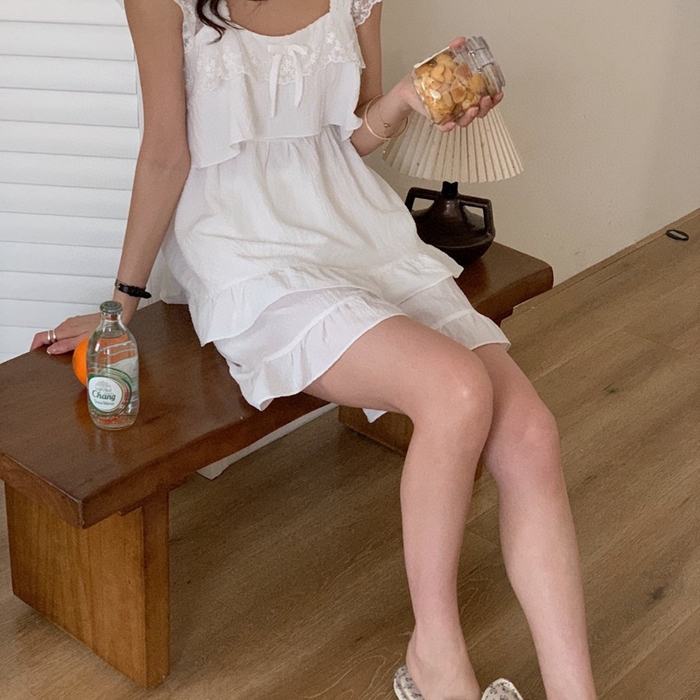 91家纺网 家纺一手货源 找家纺 妍景2025新款韩系吊带裙短裤套装 白色