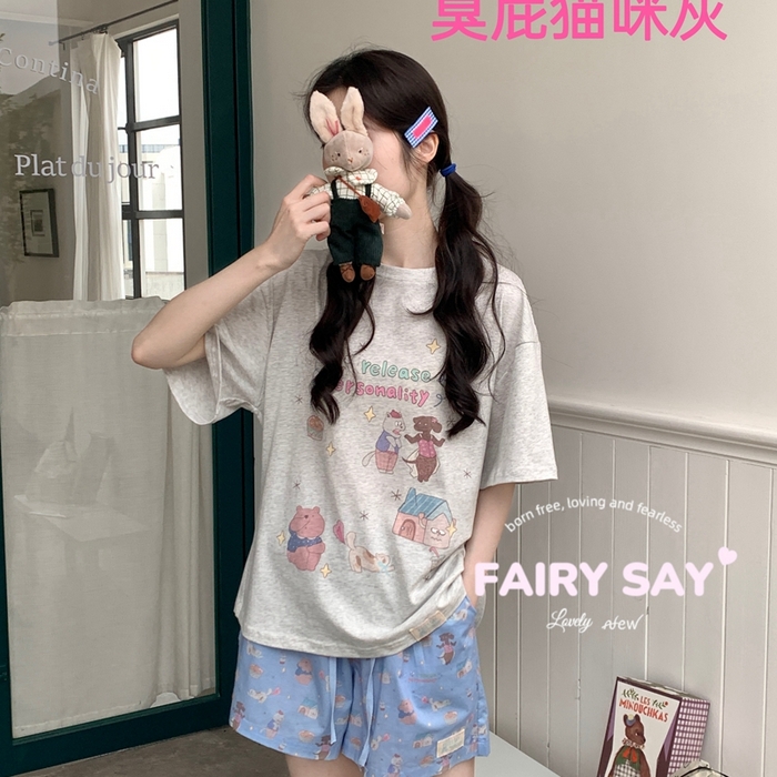 91家纺网 家纺一手货源 找家纺 （总）妍景2025新款宅家少女睡衣短袖短裤