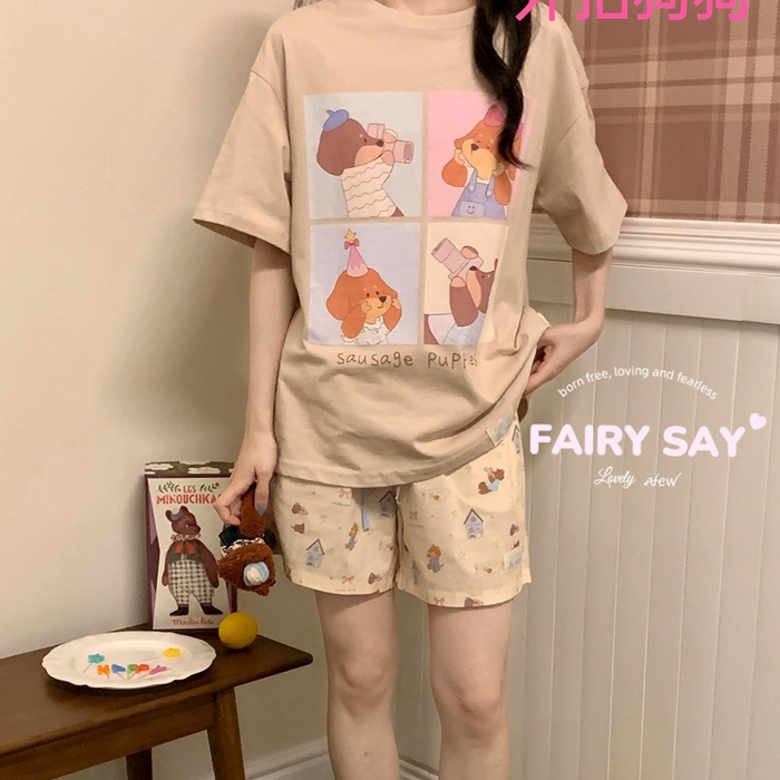 91家纺网 家纺一手货源 找家纺 （总）妍景2025新款宅家少女睡衣短袖短裤