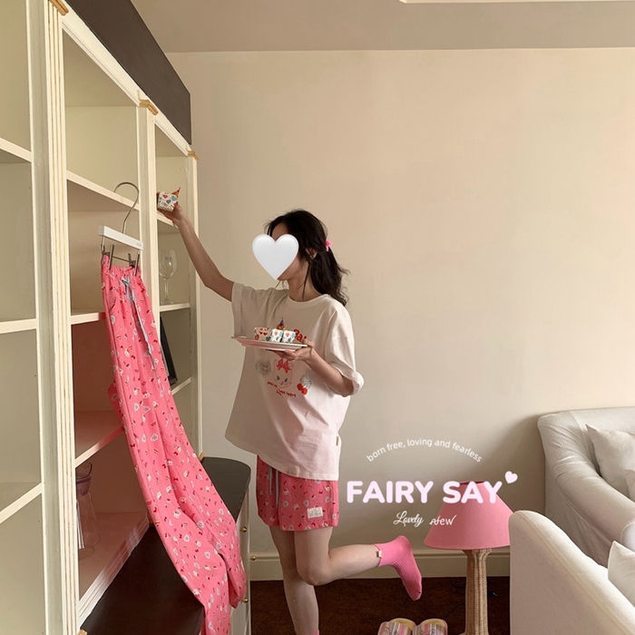 91家纺网 家纺一手货源 找家纺 （总）妍景2025新款宅家少女睡衣短袖短裤