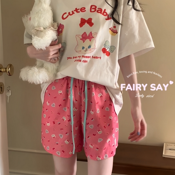 91家纺网 家纺一手货源 找家纺 （总）妍景2025新款宅家少女睡衣短袖短裤