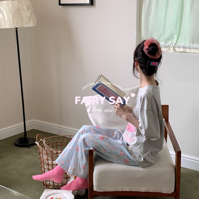 91家纺网 家纺一手货源 找家纺 妍景2025新款宅家少女睡衣短袖短裤 游戏狗狗