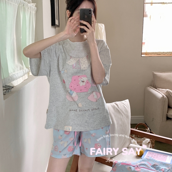 妍景2025新款宅家少女睡衣短袖短裤 游戏狗狗