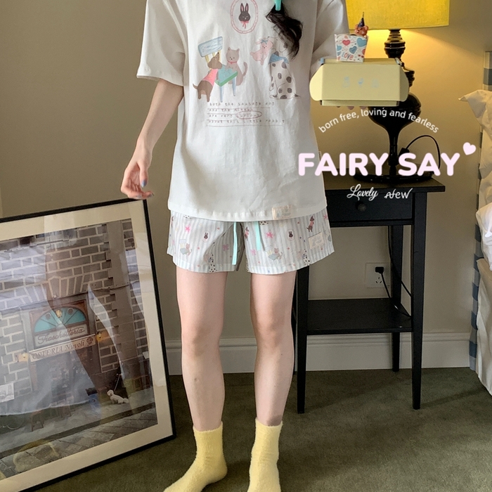 妍景2025新款宅家少女睡衣短袖短裤 一口兔兔