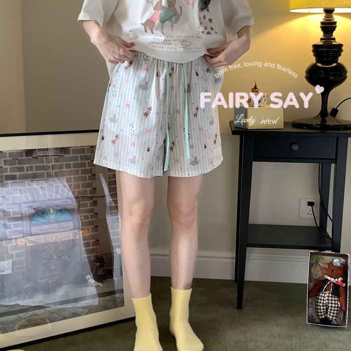 91家纺网 家纺一手货源 找家纺 妍景2025新款宅家少女睡衣短袖短裤 一口兔兔