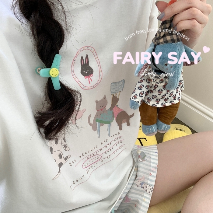 91家纺网 家纺一手货源 找家纺 妍景2025新款宅家少女睡衣短袖短裤 一口兔兔