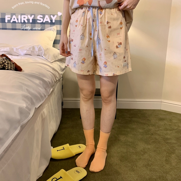 91家纺网 家纺一手货源 找家纺 妍景2025新款宅家少女睡衣短袖短裤 外拍狗狗