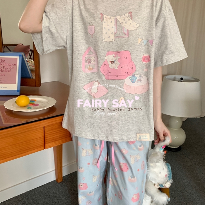 91家纺网 家纺一手货源 找家纺 （总）妍景2025新款宅家少女睡衣短袖长裤