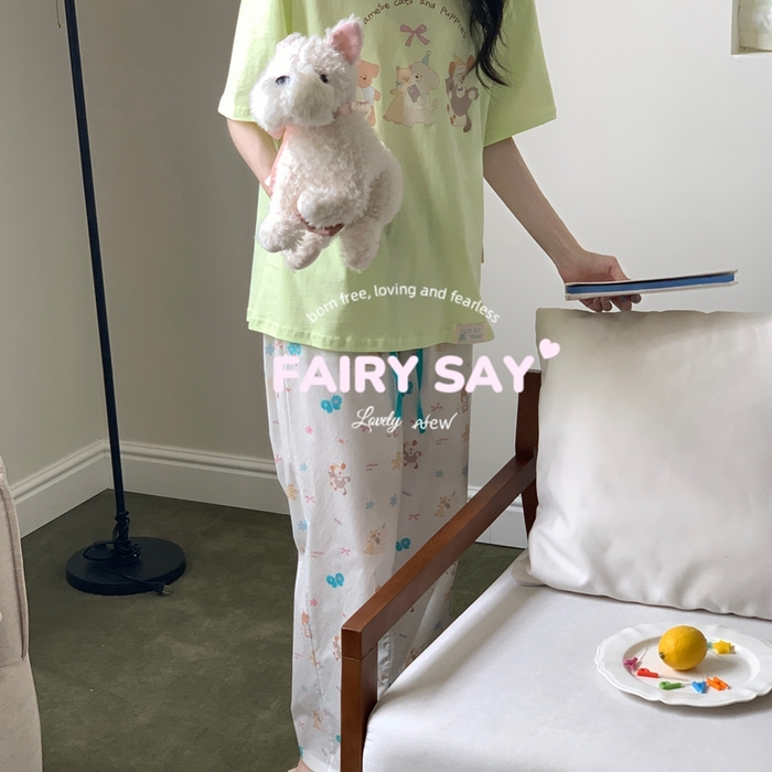 91家纺网 家纺一手货源 找家纺 （总）妍景2025新款宅家少女睡衣短袖长裤