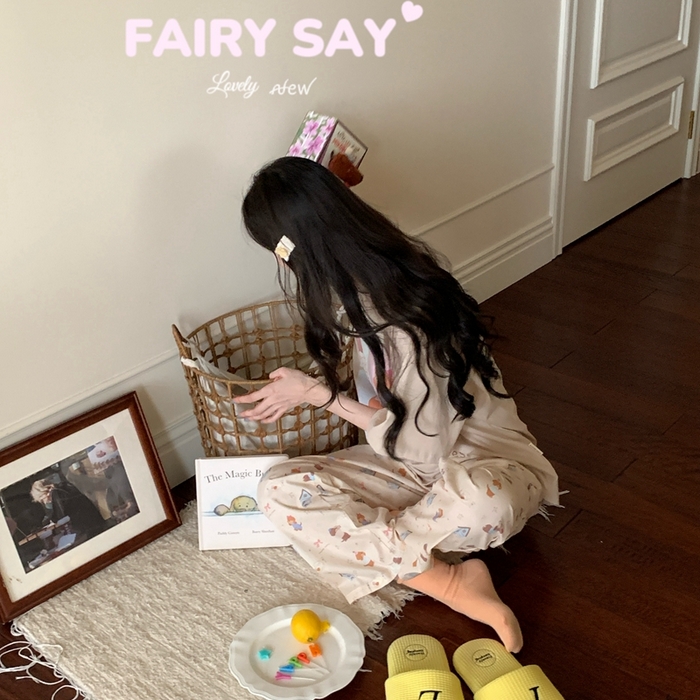 91家纺网 家纺一手货源 找家纺 妍景2025新款宅家少女睡衣短袖长裤 外拍狗狗