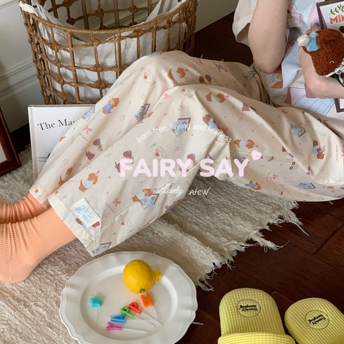 91家纺网 家纺一手货源 找家纺 妍景2025新款宅家少女睡衣短袖长裤 外拍狗狗