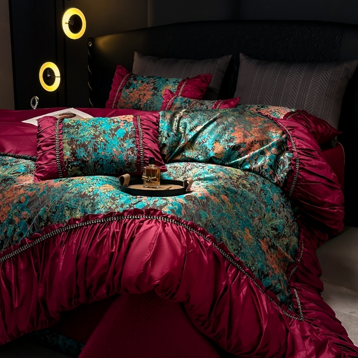 91家纺网 家纺一手货源 找家纺 仰望纺织2025新款高端色织大提花专柜加厚四件套韩式轻奢四件套 锦绣山河