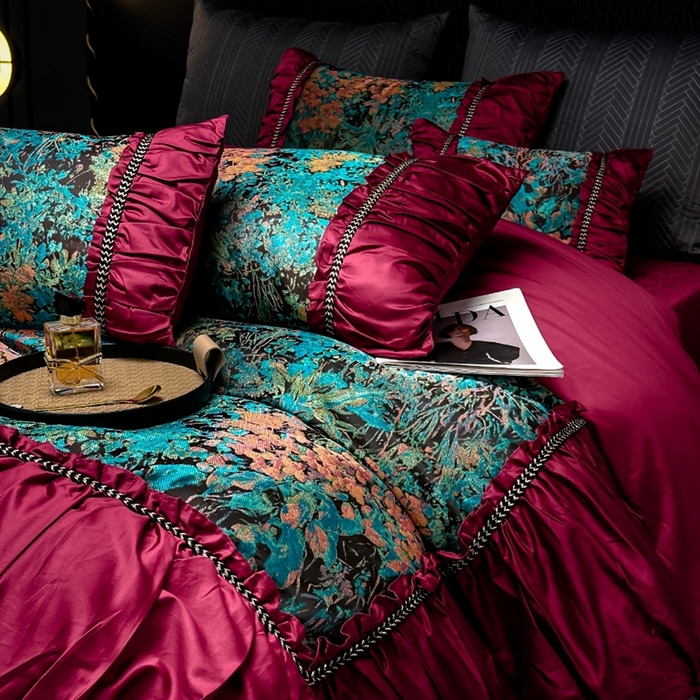 91家纺网 家纺一手货源 找家纺 仰望纺织2025新款高端色织大提花专柜加厚四件套韩式轻奢四件套 锦绣山河