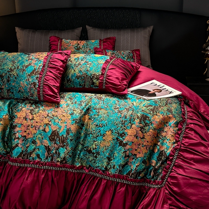 91家纺网 家纺一手货源 找家纺 仰望纺织2025新款高端色织大提花专柜加厚四件套韩式轻奢四件套 锦绣山河