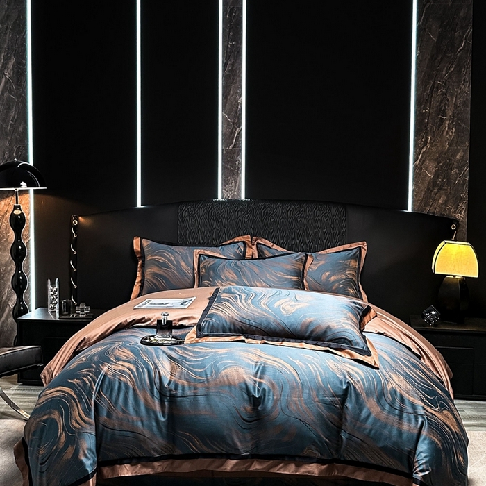 仰望纺织2025新款高端色织大提花专柜加厚四件套韩式轻奢四件套 卡布奇诺