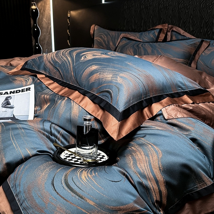 91家纺网 家纺一手货源 找家纺 仰望纺织2025新款高端色织大提花专柜加厚四件套韩式轻奢四件套 卡布奇诺