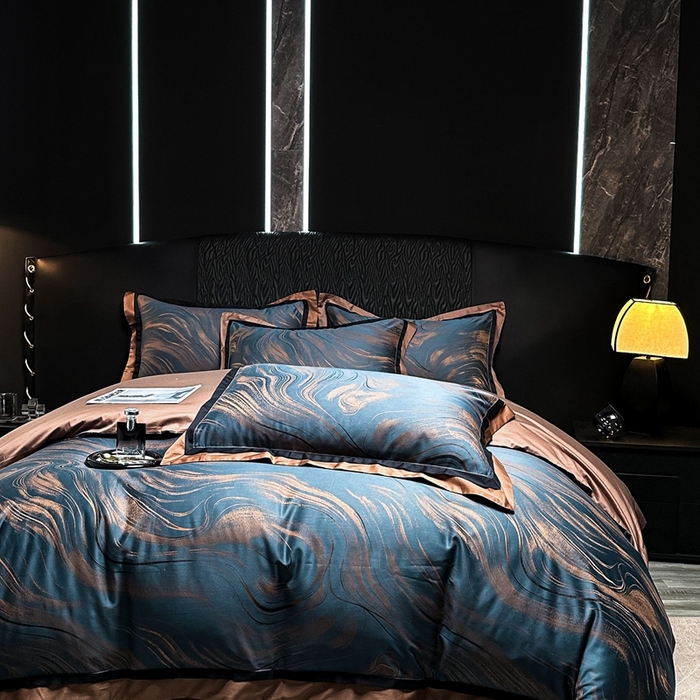 91家纺网 家纺一手货源 找家纺 仰望纺织2025新款高端色织大提花专柜加厚四件套韩式轻奢四件套 卡布奇诺