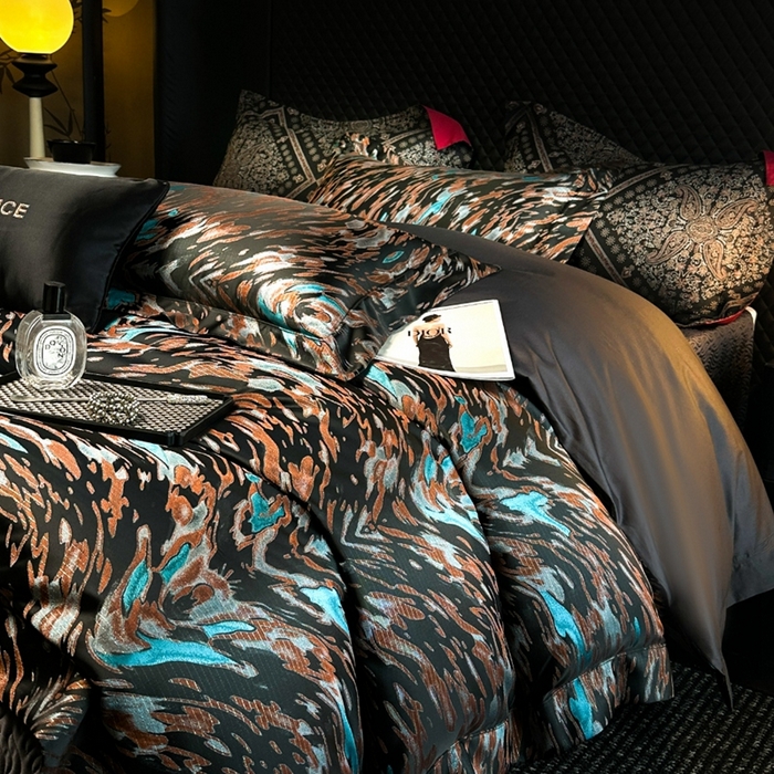 91家纺网 家纺一手货源 找家纺 仰望纺织2025新款高端色织大提花专柜加厚四件套韩式轻奢四件套 揽月