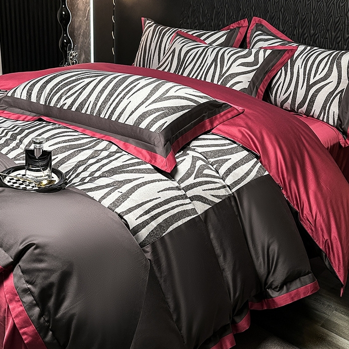 91家纺网 家纺一手货源 找家纺 仰望纺织2025新款高端色织大提花专柜加厚四件套韩式轻奢四件套 烈焰斑马