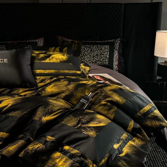 91家纺网 家纺一手货源 找家纺 仰望纺织2025新款高端色织大提花专柜加厚四件套韩式轻奢四件套 鎏金岁月