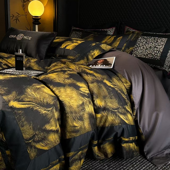 91家纺网 家纺一手货源 找家纺 仰望纺织2025新款高端色织大提花专柜加厚四件套韩式轻奢四件套 鎏金岁月