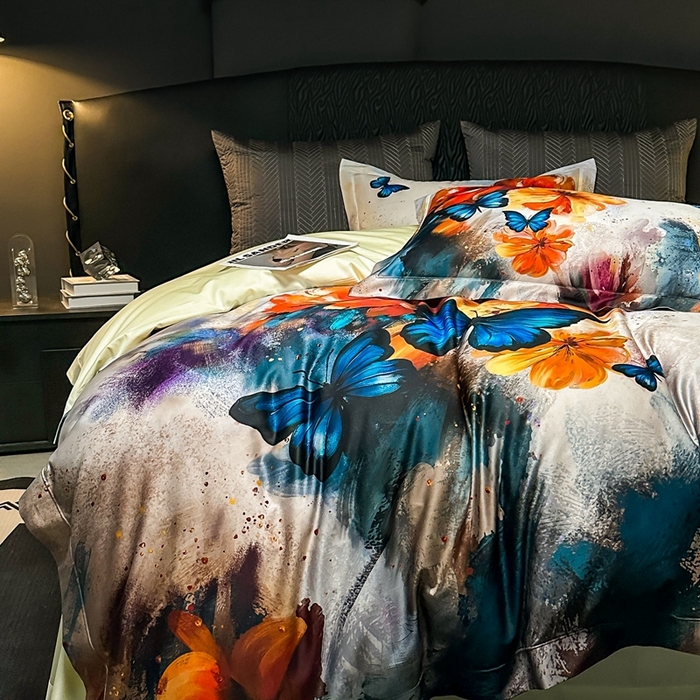 91家纺网 家纺一手货源 找家纺 仰望纺织2025新款高端色织大提花专柜加厚四件套韩式轻奢四件套 梦蝶