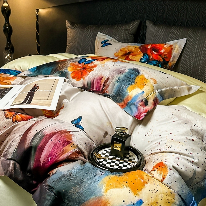 91家纺网 家纺一手货源 找家纺 仰望纺织2025新款高端色织大提花专柜加厚四件套韩式轻奢四件套 梦蝶