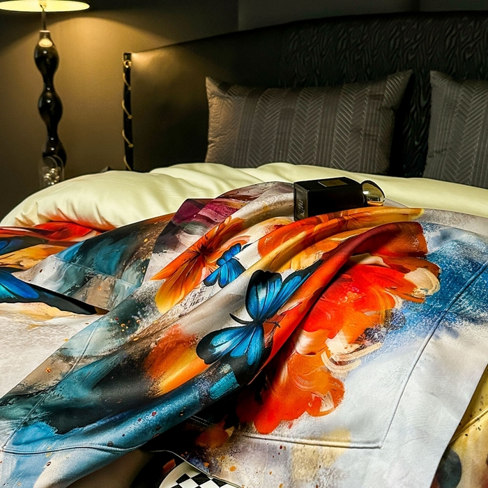 91家纺网 家纺一手货源 找家纺 仰望纺织2025新款高端色织大提花专柜加厚四件套韩式轻奢四件套 梦蝶