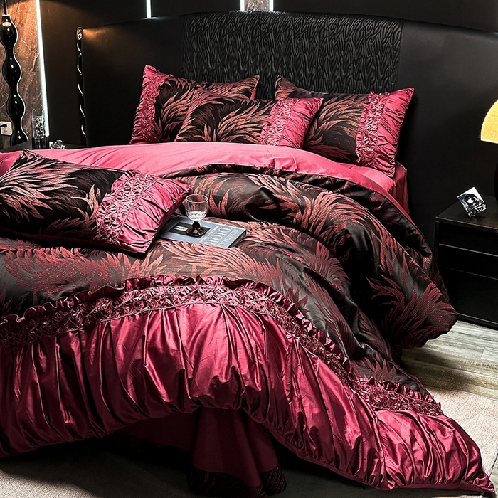 91家纺网 家纺一手货源 找家纺 仰望纺织2025新款高端色织大提花专柜加厚四件套韩式轻奢四件套 涅槃