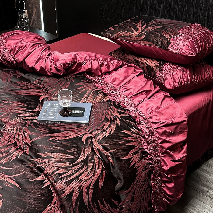 91家纺网 家纺一手货源 找家纺 仰望纺织2025新款高端色织大提花专柜加厚四件套韩式轻奢四件套 涅槃