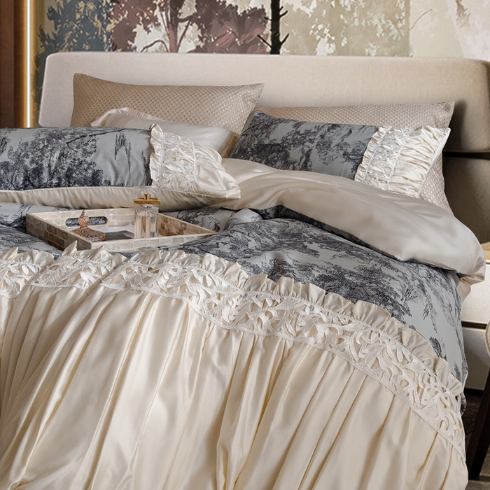 91家纺网 家纺一手货源 找家纺 仰望纺织2025新款高端色织大提花专柜加厚四件套韩式轻奢四件套 普罗旺斯