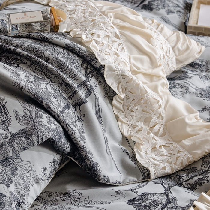 91家纺网 家纺一手货源 找家纺 仰望纺织2025新款高端色织大提花专柜加厚四件套韩式轻奢四件套 普罗旺斯