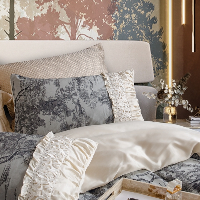 91家纺网 家纺一手货源 找家纺 仰望纺织2025新款高端色织大提花专柜加厚四件套韩式轻奢四件套 普罗旺斯