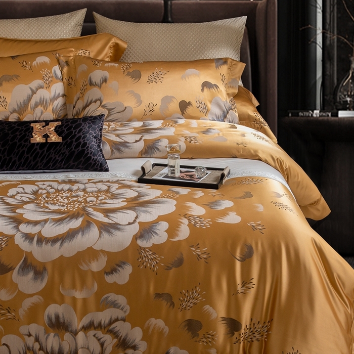 91家纺网 家纺一手货源 找家纺 仰望纺织2025新款高端色织大提花专柜加厚四件套韩式轻奢四件套 情比金坚