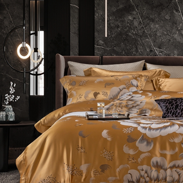 91家纺网 家纺一手货源 找家纺 仰望纺织2025新款高端色织大提花专柜加厚四件套韩式轻奢四件套 情比金坚