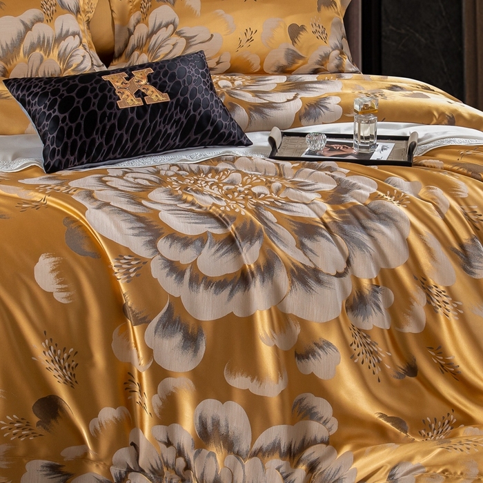 91家纺网 家纺一手货源 找家纺 仰望纺织2025新款高端色织大提花专柜加厚四件套韩式轻奢四件套 情比金坚