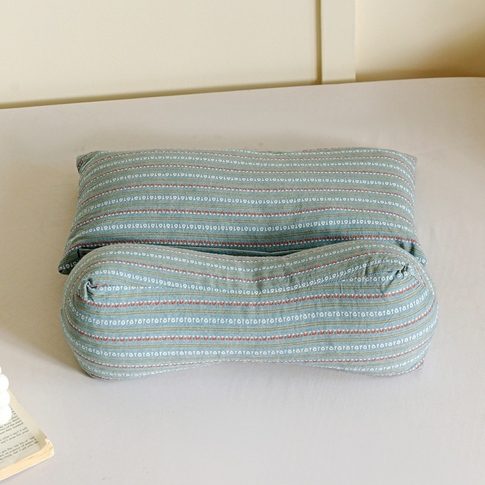 卓昌2025春夏新款三角牵引组合荞麦枕 枕头枕芯 三角牵引枕-蓝色一对