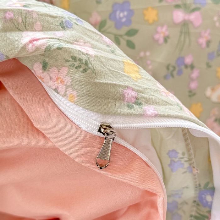 91家纺网 家纺一手货源 找家纺 小叮当家纺仓储工厂店 （提供买家秀 爆款花型 不断货）2025新款水洗皱皱棉印花小清新四件套 花里