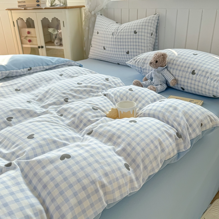 91家纺网 家纺一手货源 找家纺 小叮当家纺仓储工厂店 （提供买家秀 爆款花型 不断货）2025新款水洗皱皱棉印花小清新四件套 初遇