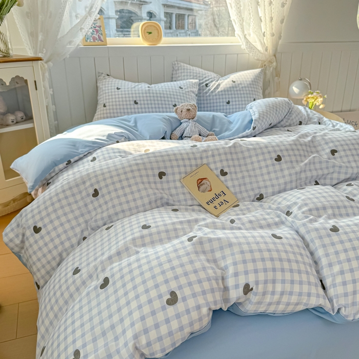 91家纺网 家纺一手货源 找家纺 小叮当家纺仓储工厂店 （提供买家秀 爆款花型 不断货）2025新款水洗皱皱棉印花小清新四件套 初遇